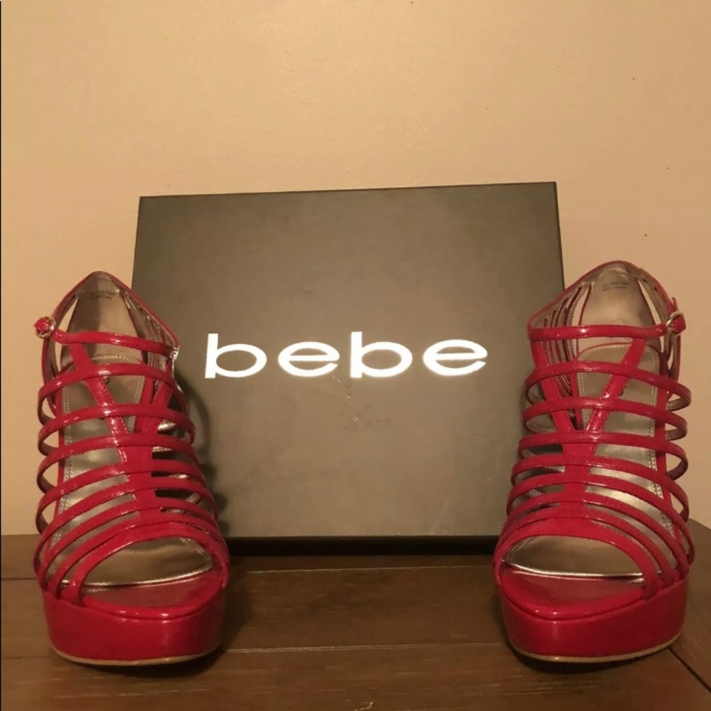 Bebe Red Bathilda Heels! Size 7.5.. - Picture 1 of 4